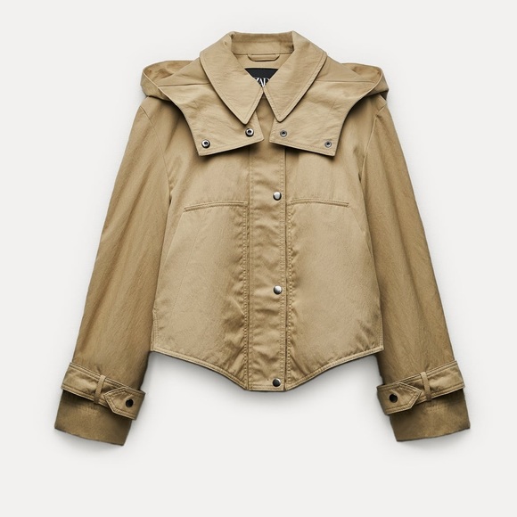 New Zara Crop Trench Jacket - Picture 7 of 9